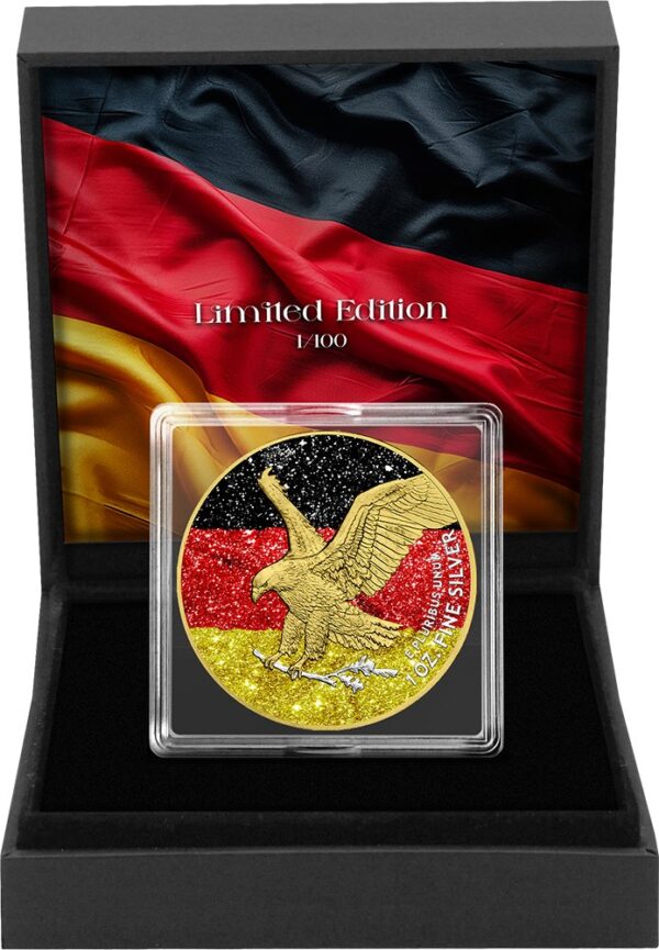 1 Unze Silber Eagle 2024 Deutschland Diamond Flag (Auflage: 100 | teilvergoldet)