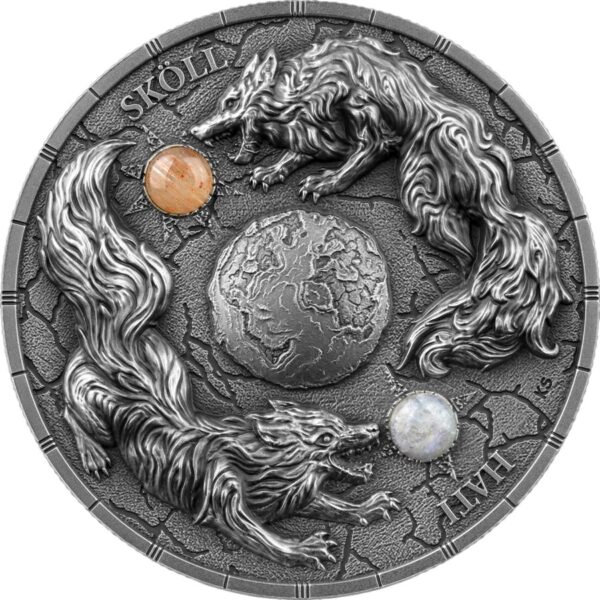 2 Unzen Silber Ragnarök Sköll und Hati 2024  (Auflage: 500 | High Relief | Antik Finish)