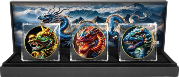 Chinesische Drachen Silber Set 2024 (Auflage: 50 | teilvergoldet)