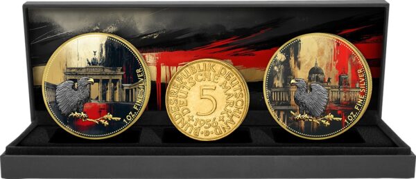 Deutschland Silber Set 2024 mit 5 DM Stück (Auflage: 50 | teilvergoldet)